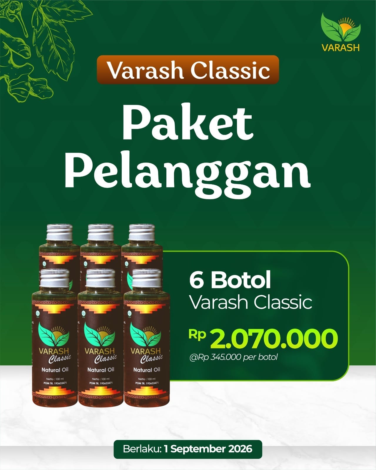 Paket 6 Botol Varash Classic